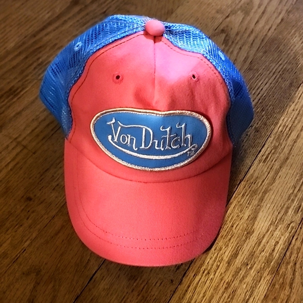 Von Dutch NEW Kids CoEd Blue Pink Trucker Hat Vintage 90s Snapback🔥🔥